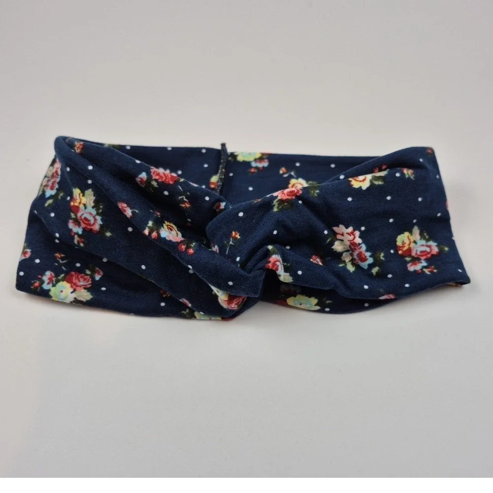 2 Pack Floral Twist Headband Hair‎ Wrap Stretch Buttons for Face Mask Nursing